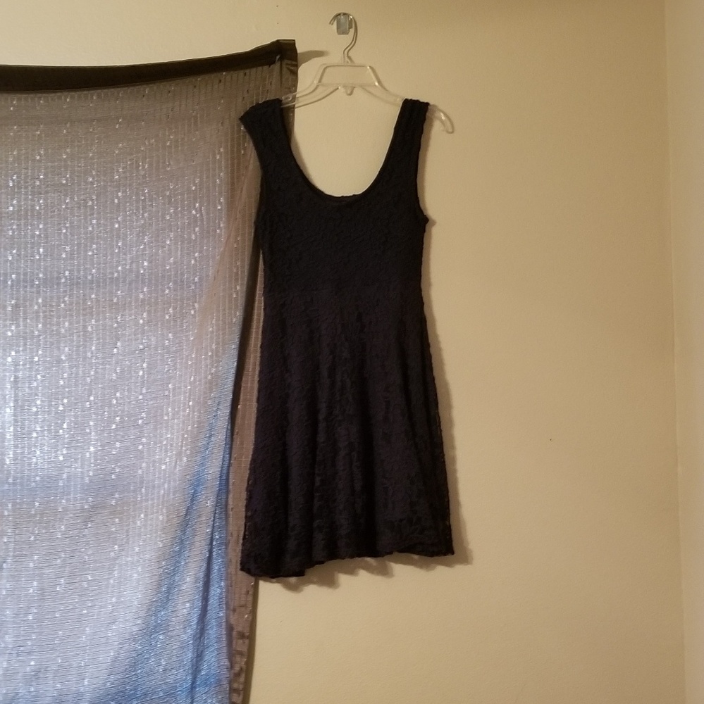 Navy Blue Floral Lace Dress